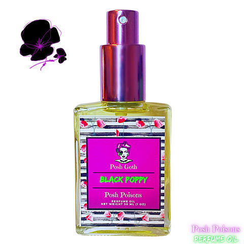 Black Poppy Opium Scented Gothic Perfume 1 oz spray - Posh Goth - Gothic Perfume 
