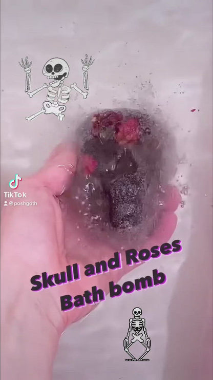 LARGE 6 Oz Skull Bath Bomb - Eucalyptus and Spearmint Scented with real rose petals