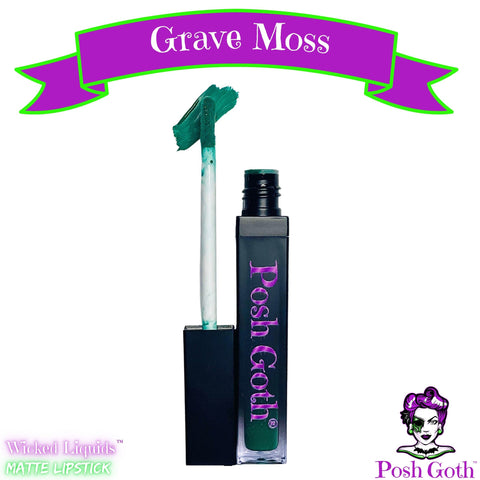 GRAVE MOSS Long-Wear Wicked Liquids™ Vegan Matte Green Lipstick - Posh Goth -  