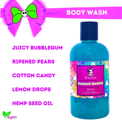 Haunted Carnival Bubble Bath & Body Wash | Cotton Candy Scent | Witchy Bath Ritual | Goth Beauty Skincare | Sweet Scented Body Wash