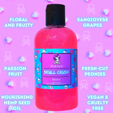 SKULL CRUSH Fruity and Floral Scented Shimmering Bubble Bath and Body Wash 8 oz