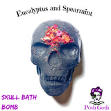 LARGE 6 Oz Skull Bath Bomb - Eucalyptus and Spearmint Scented with real rose petals - Posh Goth -  