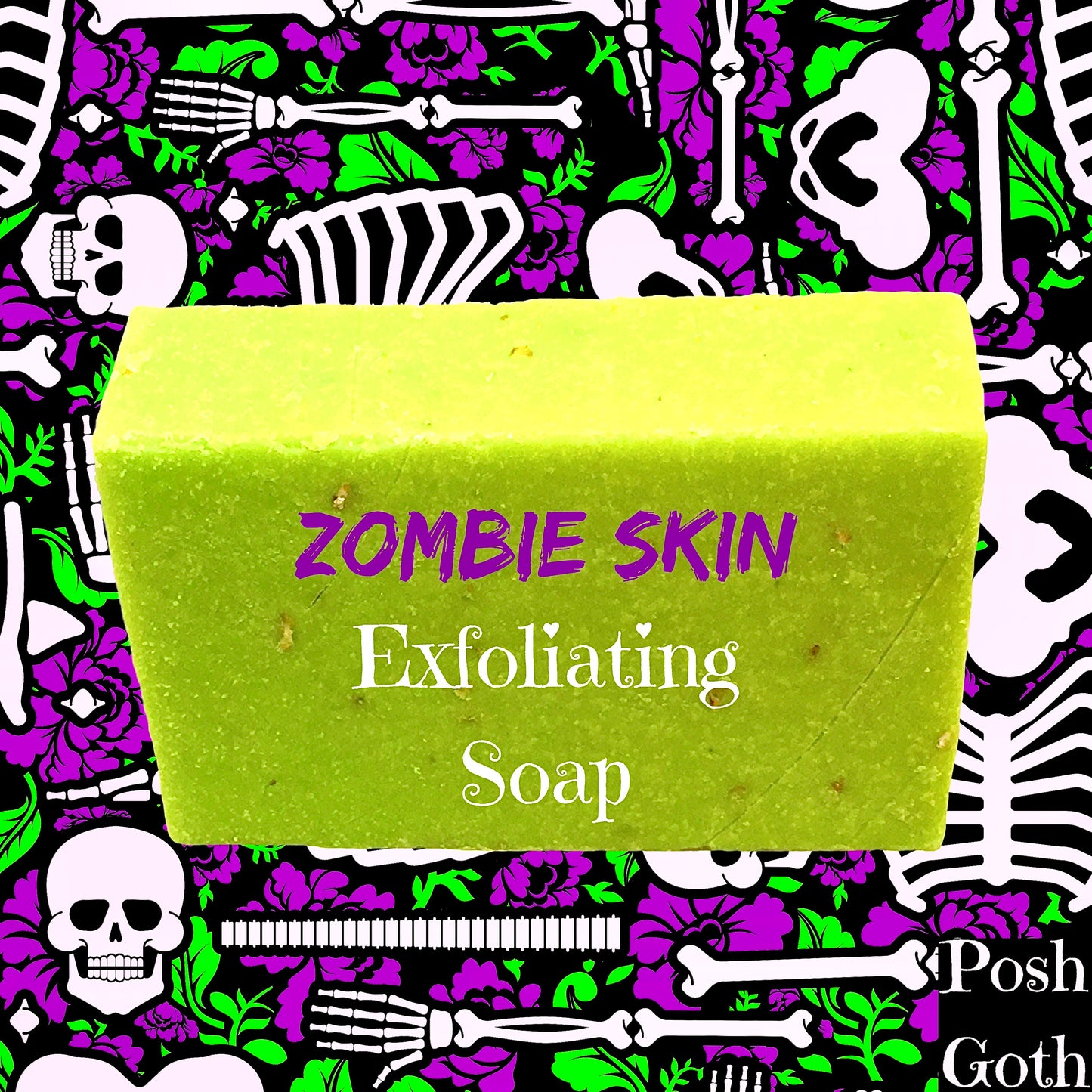 Zombie Skin Handmade Exfoliating Soap - Jasmine Lime Scented - All Natural - Posh Goth - Goth Soap 