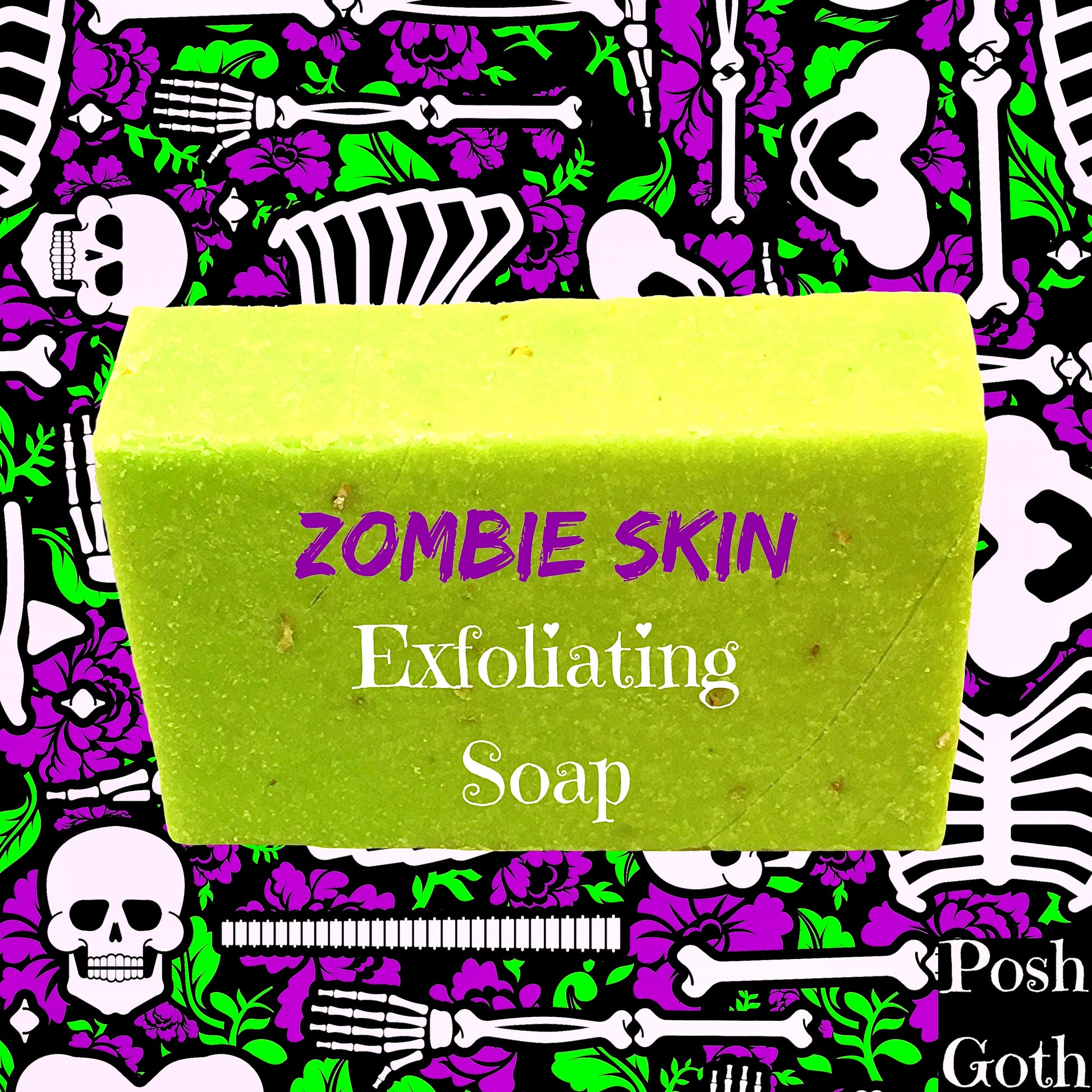 Zombie Skin Handmade Exfoliating Soap - Jasmine Lime Scented - All Natural - Posh Goth - Goth Soap 
